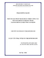 Một số giải pháp nhằm hoàn thiện công tác thu bảo hiểm xã hội bắt buộc tại bảo hiểm xã hội tỉnh nam định