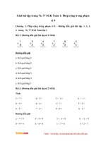 Giải bài tập trang 76, 77 SGK Toán 1: Phép cộng trong phạm vi 9