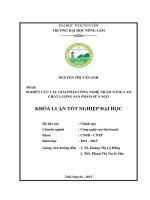 Nghiên cứu các giải pháp công nghệ nhằm nâng cao chất lượng sản phẩm sữa ngô