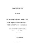 Ứng dụng phương pháp huấn luyện khai cuộc cho đội tuyển cờ vua trường THPT phả lại   hải dương 