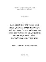 Lựa chọn bài tập nâng cao hiệu quả giai đoạn tàn cuộc với thế cờ còn hai tượng cho nam đội tuyển cờ vua trường trung học phổ thông bắc đông quan   thái bình