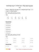 Giải bài tập trang 71, 72 SGK Toán 1: Phép cộng trong phạm vi 8