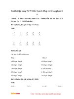 Giải bài tập trang 78, 79 SGK Toán 1: Phép trừ trong phạm vi 9