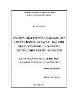 Ứng dụng bài tập nâng cao hiệu quả chuyền bóng cao tay sau đầu cho đội tuyển bóng chuyền nam trường THPT Yên Mỹ - Hưng Yên