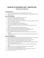 Bộ đoán đề speaking IELTS part 3 winter 2016