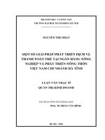 Một số giải pháp phát triển dịch vụ thanh toán thẻ tại ngân hàng nông nghiệp và phát triển nông thôn việt nam – chi nhánh hà tĩnh 
