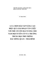 Lựa chọn bài tập nâng cao hiệu quả giai đoạn tàn cuộc với thế cờ còn hai tượng cho nam đội tuyển cờ vua trường trung học phổ thông bắc đông quan   thái bình