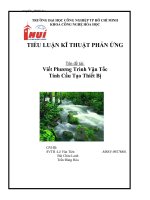 Tiểu luận Kỹ thuật phản ứng: Viết Phương Trình Vận Tốc  Tính Cấu Tạo Thiết Bị