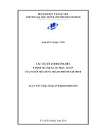 Các yếu tố ảnh hưởng đến ý định mua quần áo trực tuyến của người tiêu dùng thành phố hồ chí minh 