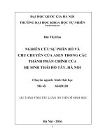 (TÓM TẮT LUẬN ÁN TIẾN SĨ SINH HỌC) NGHIÊN CỨU SỰ PHÂN BỐ VÀ CHU CHUYỂN CỦA ASEN TRONG CÁC THÀNH PHẦN CHÍNH CỦA HỆ SINH THÁI HỒ TÂY, HÀ NỘI