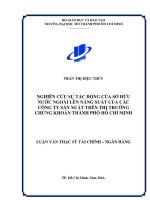 nghiên cứu sự tác động của sở hữu nước ngoài lên năng suất của các công ty sản xuất trên thị trường chứng khoán thành phố hồ chí minh 