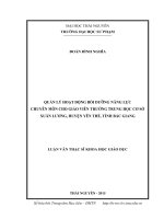 Quản lý hoạt động bồi dưỡng năng lực chuyên môn cho giáo viên trường THCS Xuân Lương, huyện Yên Thế, tỉnh Bắc Giang
