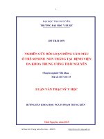 Nghiên cứu rối loạn đông cầm máu ở trẻ sơ sinh non tháng tại bệnh viện đa khoa trung ương thái nguyên 