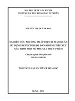 (TÓM TẮT LUẬN ÁN TIẾN SĨ HÓA HỌC) NGHIÊN CỨU PHƯƠNG PHÁP ĐIỆN DI MAO QUẢN SỬ DỤNG DETECTOR ĐỘ DẪN KHÔNG TIẾP XÚC XÁC ĐỊNH MỘT SỐ PHỤ GIA THỰC PHẨM