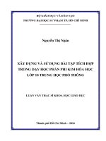 XÂY DỰNG và sử DỤNG bài tập TÍCH hợp TRONG dạy học PHẦN PHI KIM hóa học lớp 10 TRUNG học PHỔ THÔNG