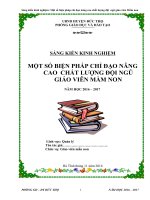 Sáng kiến kinh nghiệm: Một số biện pháp chỉ đạo nâng cao chất lượng đội  ngũ giáo viên Mầm non