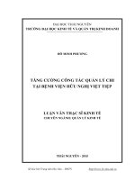 Tăng cường công tác quản lý chi tại bệnh viện hữu nghị việt tiệp 