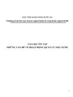 TÀI LIỆU ÔN TẬP NHỮNG VẤN ĐỀ VỀ HOẠT ĐỘNG QUẢN LÝ NHÀ NƯỚC