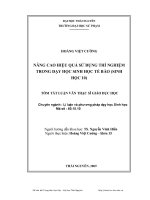Luận văn nâng cao hiệu quả sử dụng thí nghiệm trong dạy học sinh học tế bào (sinh học 10) 