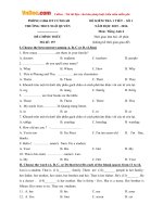 Bộ đề kiểm tra 1 tiết môn tiếng Anh lớp 6 trường THCS Ngô Quyền, Đắk Lắk năm học 2015 - 2016