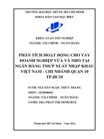 phân tích hoạt động cho vay doanh nghiệp vừa và nhỏ tại ngân hàng thương mại cổ phần xuất nhập khẩu việt nam  chi nhánh quận 10 thành phố hồ chí minh 
