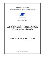 Tác động của đầu tư trực tiếp nước ngoài đến ô nhiễm môi trường ở một số nước đang phát triển 
