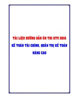 Tài liệu hướng dẫn ôn thi ktv 2016 kế toán tài chính  quản trị kế toán nâng cao