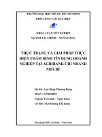 thực trạng và giải pháp thực hiện thẩm định tín dụng doanh nghiệp tại agribank chi nhánh nhà bè 