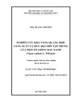 Nghiên cứu khả năng quang hợp, năng suất và mức độ chín tập trung của một số giống đậu xanh (Vigna radiata L. Wilczek)