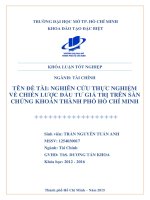 nghiên cứu thực nghiệm về chiến lược đầu tư giá trị trên sàn chứng khoán thành phố hồ chí minh 