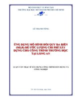 Ứng dụng mô hình hồi quy đa biến (MLR) để ước lượng chi phí xây dựng cho công trình trường học tại long an 
