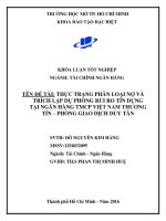 thực trạng phân loại nợ và trích lập dự phòng rủi ro tín dụng tại ngân hàng tmcp việt nam thương tín –phòng giao dịch duy tân 