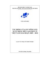 tác động của giá nông sản xuất khẩu đến lạm phát ở việt nam giai đoạn 2005 –2014 