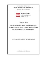CÁC NHÂN TỐ TÁC ĐỘNG ĐẾN CHẤT LƯỢNG DỊCH VỤ CÔNG VỀ THUẾ TẠI ĐỘI TUYÊN TRUYỀN HỖ TRỢ CỦA CHI CỤC THUẾ QUẬN 10