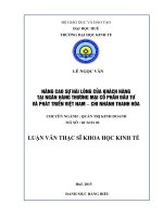 Nâng cao sự hài lòng của khách hàng tại Ngân hàng Thương mại cổ phần Đầu tư và Phát triển Việt Nam - Chi nhánh Thanh Hóa