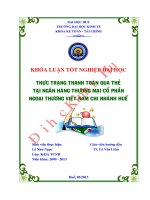 Thực trạng thanh toán qua thẻ tại Ngân hàng thương mại cổ phần Ngoại thương Việt Nam Chi nhánh Huế