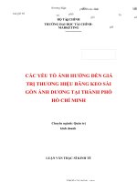 Các yếu tố ảnh hưởng đến giá trị thương hiệu băng keo sài gòn ánh dương tại thành phố hồ chí minh