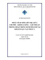 Phân tích mối liên hệ giữa chi phí – khối lượng – lợi nhuận trong hoạt động kinh doanh tại khách sạn vạn phát 1 