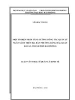 MỘT số BIỆN PHÁP TĂNG CƯỜNG CÔNG TÁC QUẢN LÝ NGÂN SÁCH TRÊN địa BÀN PHƯỜNG ĐẰNG HẢI, QUẬN HẢI AN, THÀNH PHỐ HẢI PHÒNG 