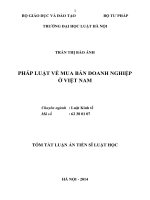 (TÓM TẮT LUẬN ÁN TIẾN SĨ LUẬT HỌC) PHÁP LUẬT VỀ MUA BÁN DOANH NGHIỆP Ở VIỆT NAM