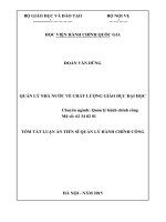 (TÓM TẮT LUẬN ÁN TIẾN SĨ QUẢN LÝ HÀNH CHÍNH CÔNG) QUẢN LÝ NHÀ NƯỚC VỀ CHẤT LƯỢNG GIÁO DỤC ĐẠI HỌC