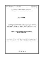 (TÓM TẮT LUẬN ÁN TIẾN SĨ QUẢN LÝ HÀNH CHÍNH CÔNG) CHẾ ĐỘ VIỆC LÀM CỦA KHU VỰC CÔNG TRONG ĐIỀU KIỆN NỀN KINH TẾ THỊ TRƯỜNG Ở VIỆT NAM