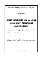 (Tóm tắt Luận án tiến sĩ) Phương thức lãnh đạo công tác cán bộ của các tỉnh ủy ở Bắc Trung Bộ giai đoạn hiện nay