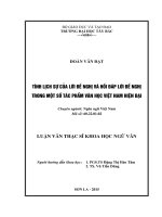 Tính lịch sự của lời đề nghị và hồi đáp lời đề nghị trong một số tác phẩm văn học việt nam hiện đại 