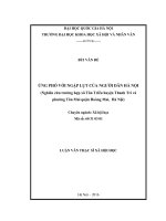 Ứng phó với ngập lụt của người dân hà nội ( nghiên cứu trường hợp xã tân triều huyện thanh trì và phường tân mai quận hoàng mai, hà nội) 