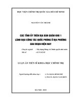 (Luận án tiến sĩ) Các tỉnh ủy trên địa bàn Quân khu 1 lãnh đạo công tác quốc phòng ở địa phương  giai đoạn hiện nay
