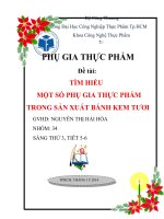 MỘT SỐ PHỤ GIA THỰC PHẨM TRONG SẢN XUẤT BÁNH KEM TƯƠI