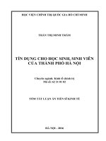 (TÓM TẮT LUẬN ÁN TIẾN SĨ KINH TẾ CHÍNH TRỊ) TÍN DỤNG CHO HỌC SINH SINH VIÊN CỦA THÀNH PHỐ HÀ NỘI