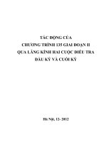 TÁC ĐỘNG CỦA CHƯƠNG TRÌNH 135 GIAI ĐOẠN II QUA LĂNG KÍNH HAI CUỘC ĐIỀU TRA ĐẦU KỲ VÀ CUỐI KỲ