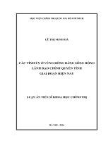 (LUẬN ÁN TIẾN SĨ KHOA HỌC CHÍNH TRỊ) CÁC TỈNH ỦY Ở VÙNG ĐỒNG BẰNG SÔNG HỒNG LÃNH ĐẠO CHÍNH QUYỀN TỈNH GIAI ĐOẠN HIỆN NAY